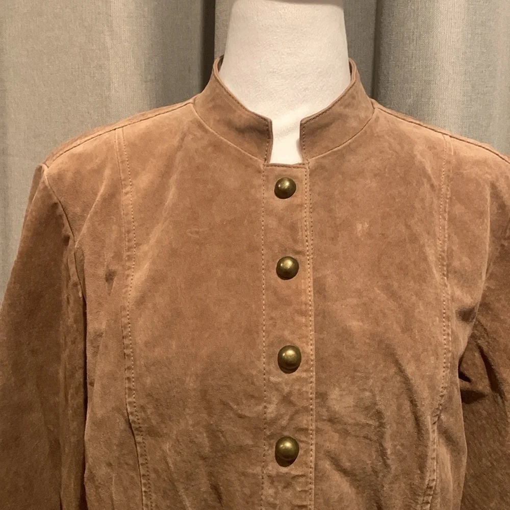 A.M.I Light Brown 100% Leather Jacket Size Large - Picture 4 of 16